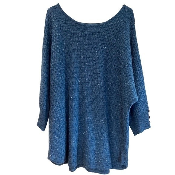Croft & Barrow weave knit button sleeve blue sweater size 2X - Picture 1 of 7